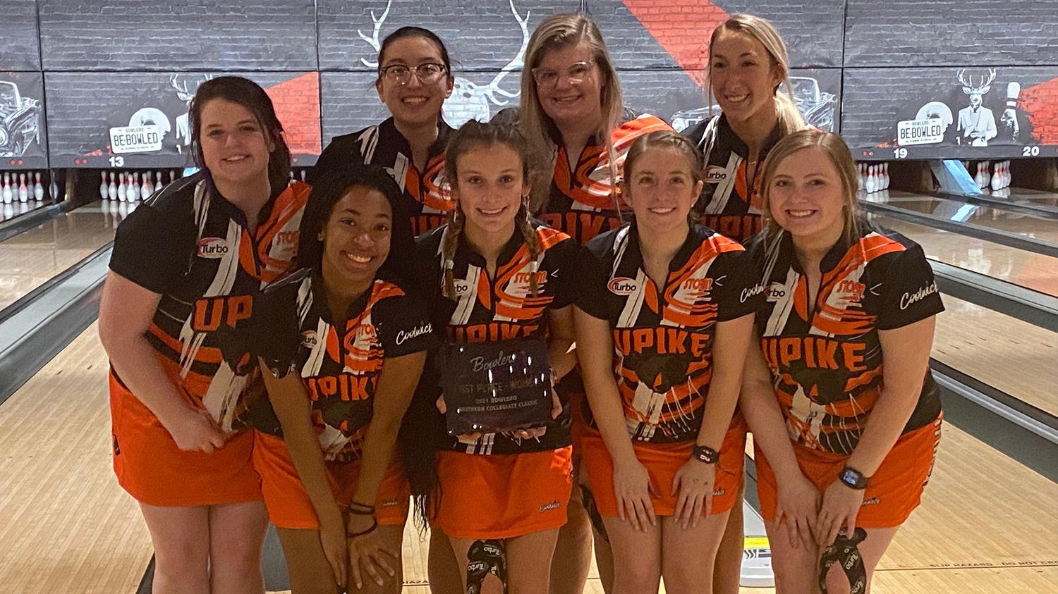 Pikeville with women's trophy at 2021 Bowlero Southern Collegiate Classic