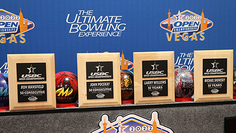 Four bowlers recognized for 50 years of participation at USBC Open Championships