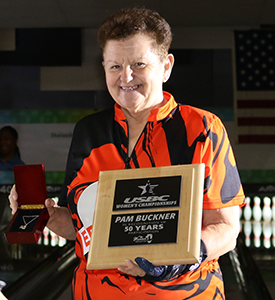 Pam Buckner celebrates her 50th Women's Championships appearance